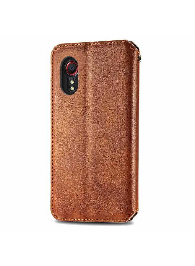 S-TOP Case For Samsung Galaxy XCover 5 Cubic Grid Pressed Magnetic Leather Phone Case - Image 3