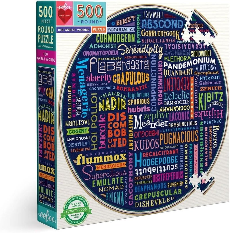 EEBOO 100 Great Words 500 Pc Rd Puzzle Pzfgwd