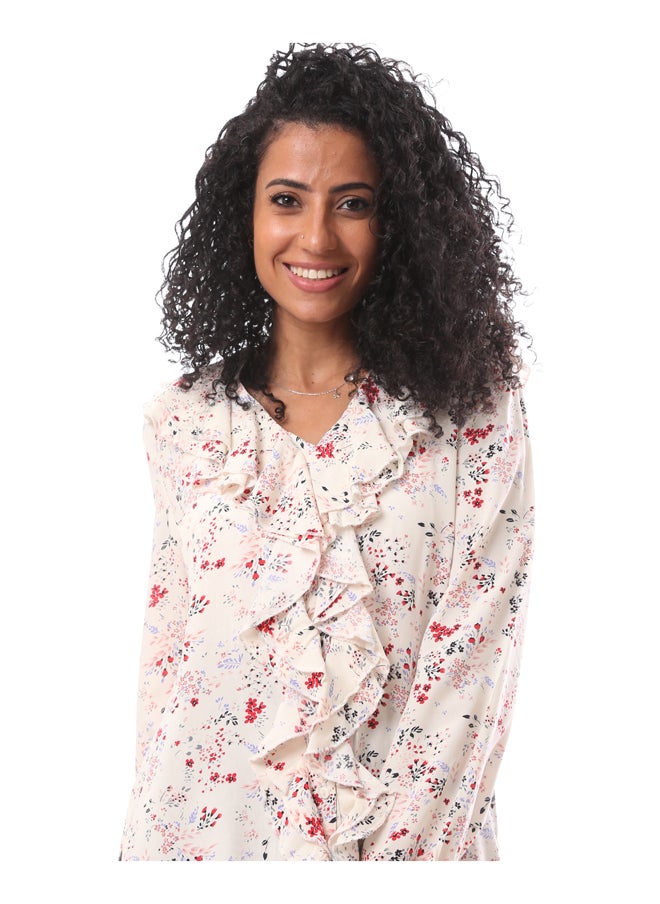 MERCH Viscose Blouse Printed Flowers With Cranes  - Image 3