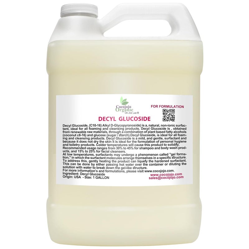 Dr Joe Lab Cocojojo Decyl Glucoside Natural Surfactant  Surfactants for Soap Making Lauryl Glucoside DIY Shower Gel Skin Care Body and Face Wash Plant Derived Natural  1 Gallon Pack of 1