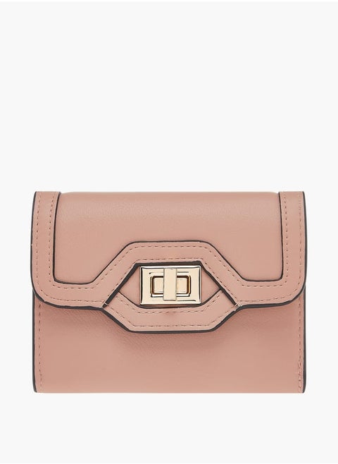 Womens Solid Bi-Fold Wallet With Lock Clasp Closure