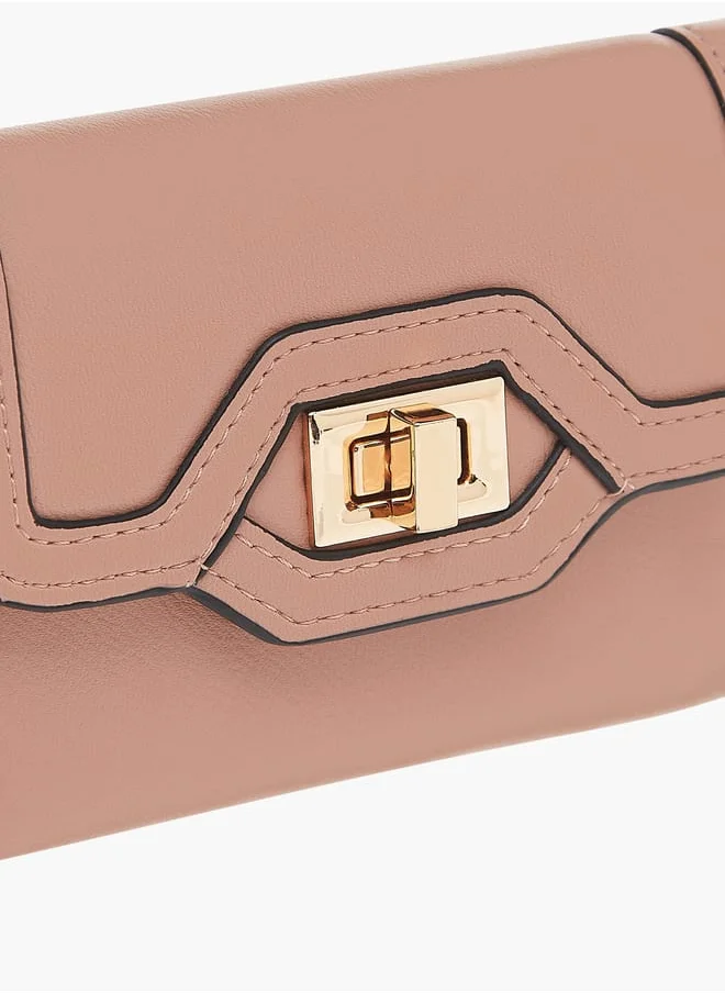 Celeste Womens Solid Bi-Fold Wallet With Lock Clasp Closure