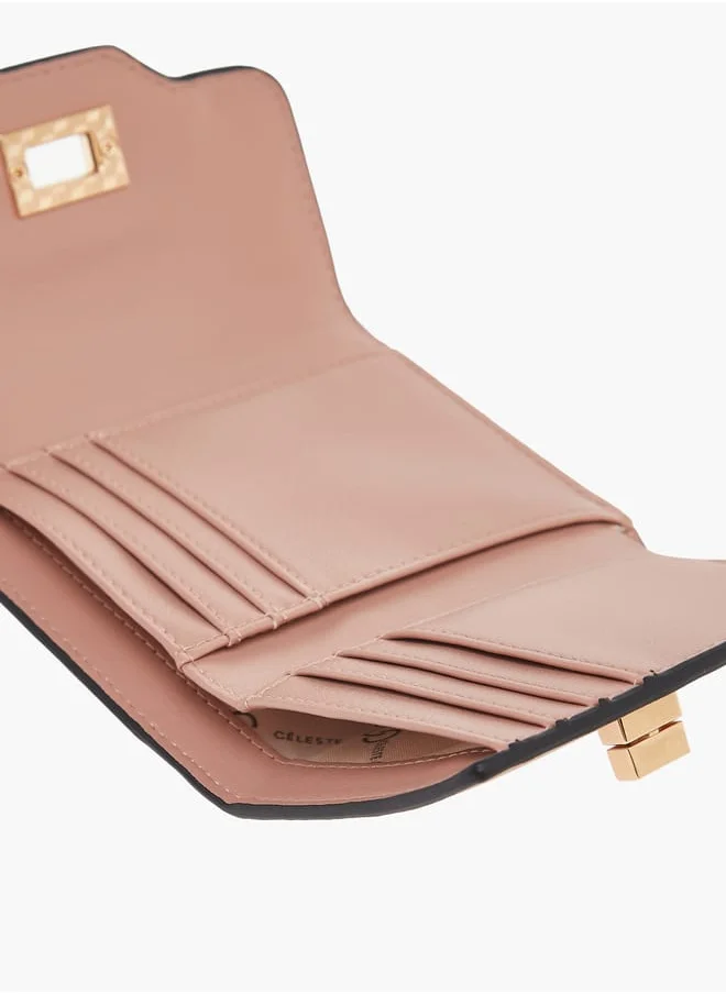 Celeste Womens Solid Bi-Fold Wallet With Lock Clasp Closure