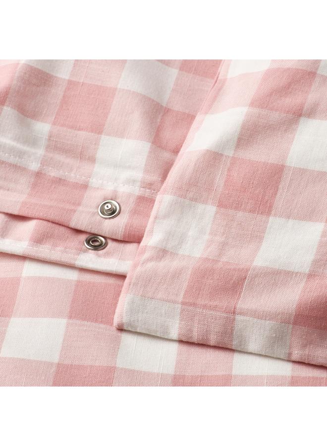 erorex Duvet cover and 2 pillowcases, light pink white/check, 240x220/50x80 cm - Image 4