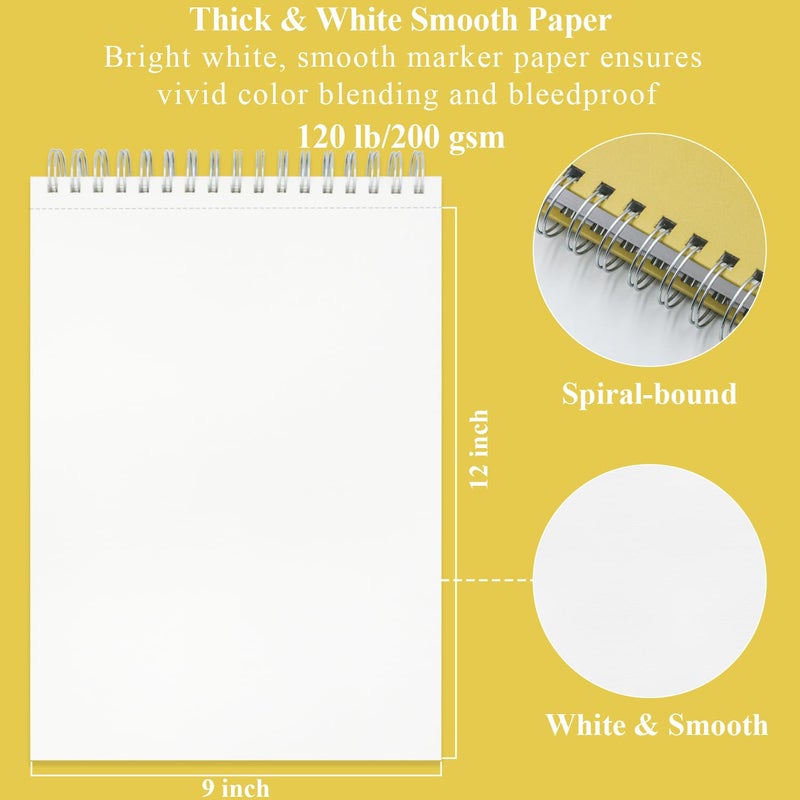 Fuxi Marker Paper Sketchbook, 9"X12" Alcohol Marker Paper, 60 Sheets (200gsm/120lb) Marker Sketchbook Bleedproof, Professional Art Supplies for Adults & Teens. - Image 2