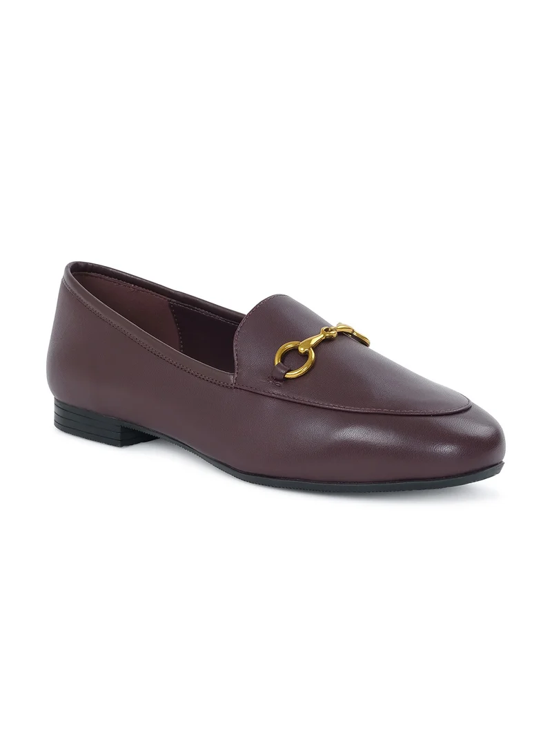 ميلانو VAZIA LEATHER LOAFER FLATS - BURGUNDY