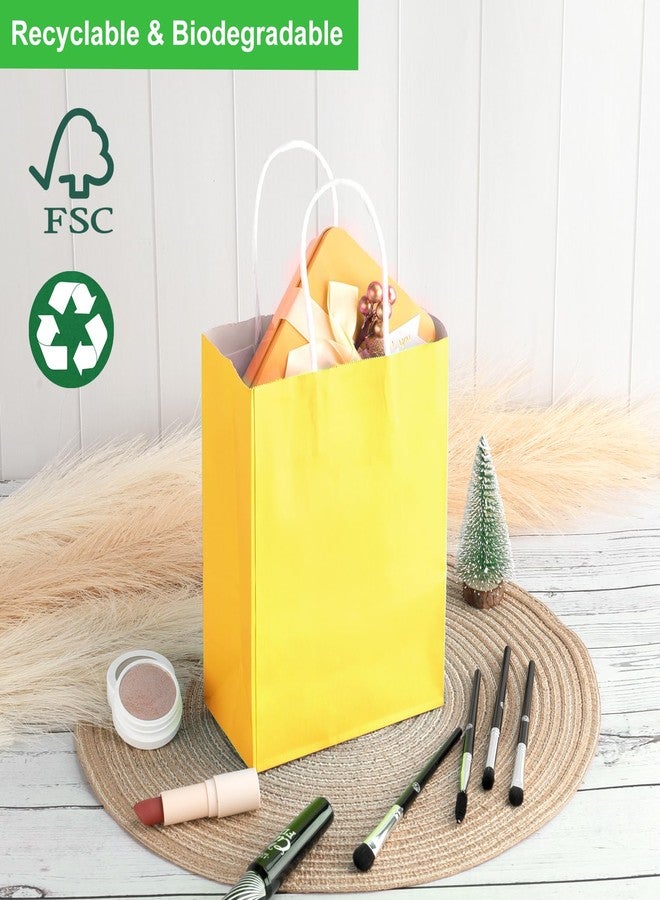 SIMPLECOOL 25pcs Small Paper Gift Bags with Handles 5.9x3.1x8.3 in. Favor Bags Goodie Bag Bulk for Party, Birthday, Wedding, Merchandise, Retail, Small Business, Arts, DIY Crafts – Yellow - Image 5