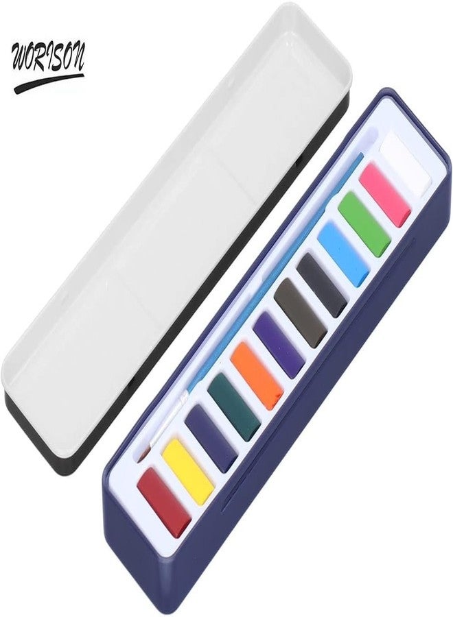 Worison 12 Colors Solid Watercolor Paints In Metal Case Dry Watercolor Cakes - Multicolor - Image 5