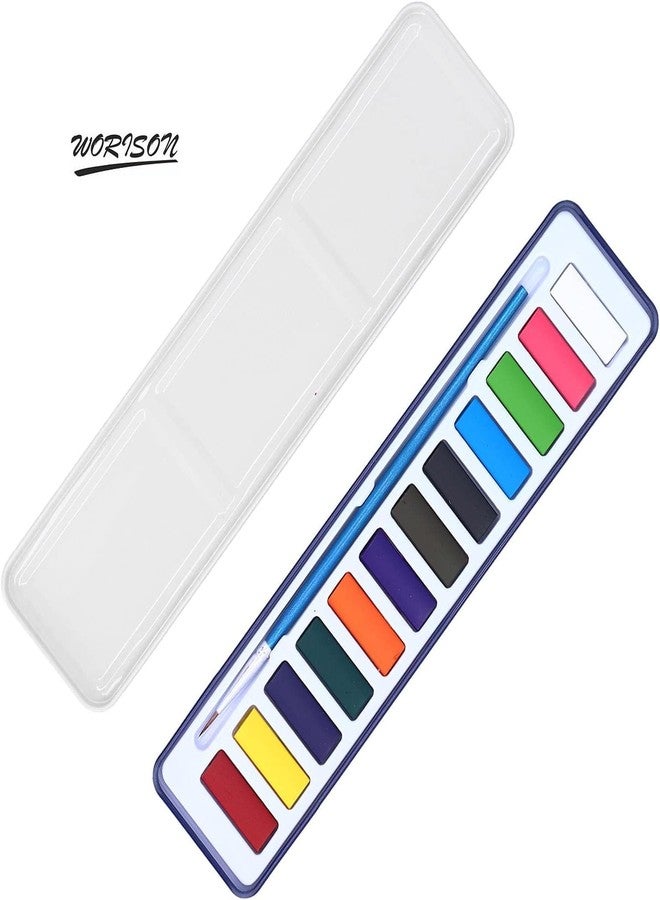 Worison 12 Colors Solid Watercolor Paints In Metal Case Dry Watercolor Cakes - Multicolor - Image 2