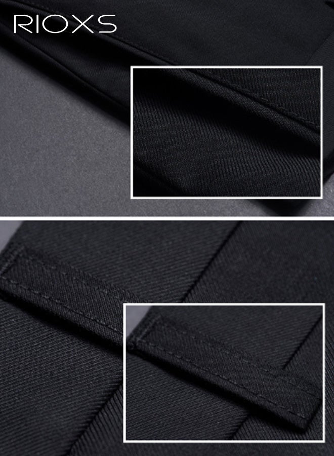 RIOXS Men's Dress Pants, Casual Classic Fit Formal Pants for Men, Beathable Wrinkle Free Men's Business Pants with Pockets, Comfort Stretch Expandable Waist Suit Pants for Work, Meeting, Dating,  Wedding and More, Black - Image 5
