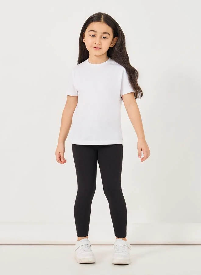 Styli Styli Solid Elastic Waistband Cotton Leggings