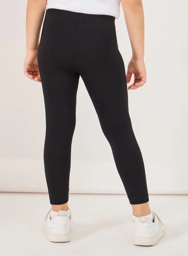 ستايلي Styli Solid Elastic Waistband Cotton Leggings