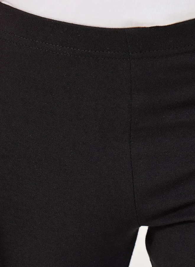ستايلي Styli Solid Elastic Waistband Cotton Leggings