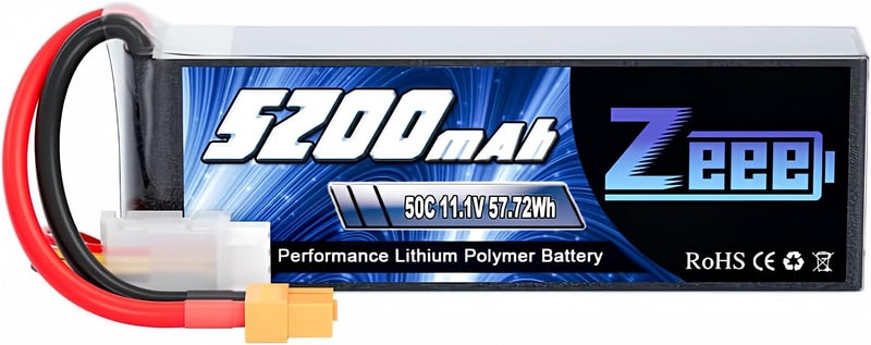 Zeee 3S Lipo Battery 5200mAh 50C 11.1V RC Batteries with XT60 Connector Soft Case for RC Airplane Helicopter Plane Quadcopter RC Car Truck Boat - Image 1