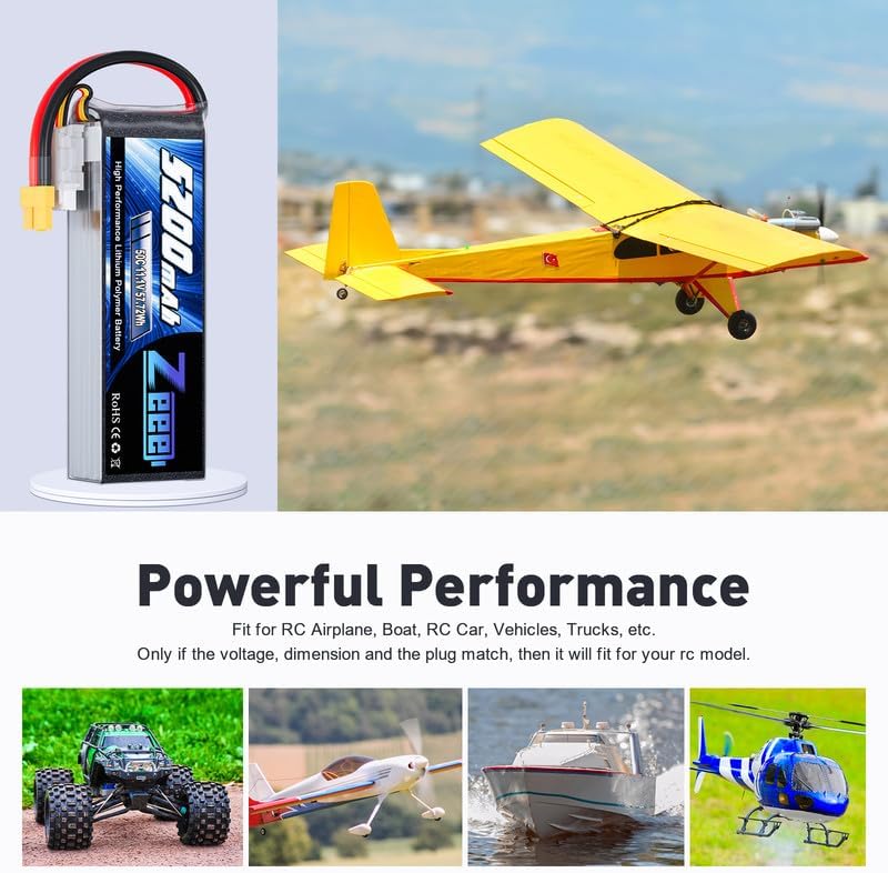 Zeee 3S Lipo Battery 5200mAh 50C 11.1V RC Batteries with XT60 Connector Soft Case for RC Airplane Helicopter Plane Quadcopter RC Car Truck Boat - Image 5