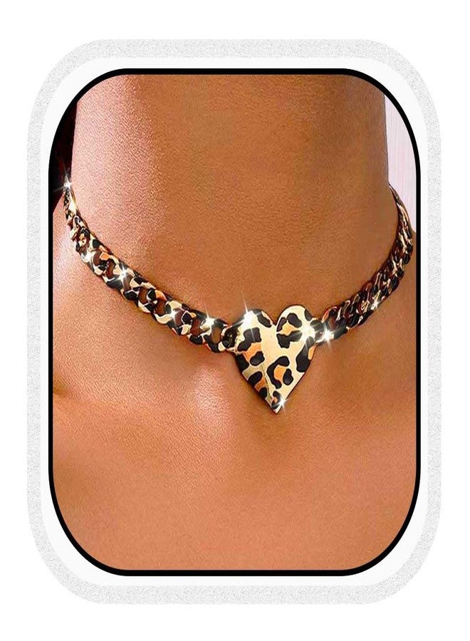 CLOACE Leopard Chunky Choker Necklace Gold Thick Necklaces Punk Cuban Chain Jewelry Accessories for Women (Leopard) - Image 1