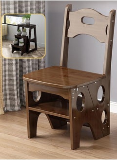 2 in 1 Chair and Ladder, Wooden Chair Converts to 4 Step Ladder, Lightweight, Foldable, Heavy Duty, Holds 100kg, Multi-Functional