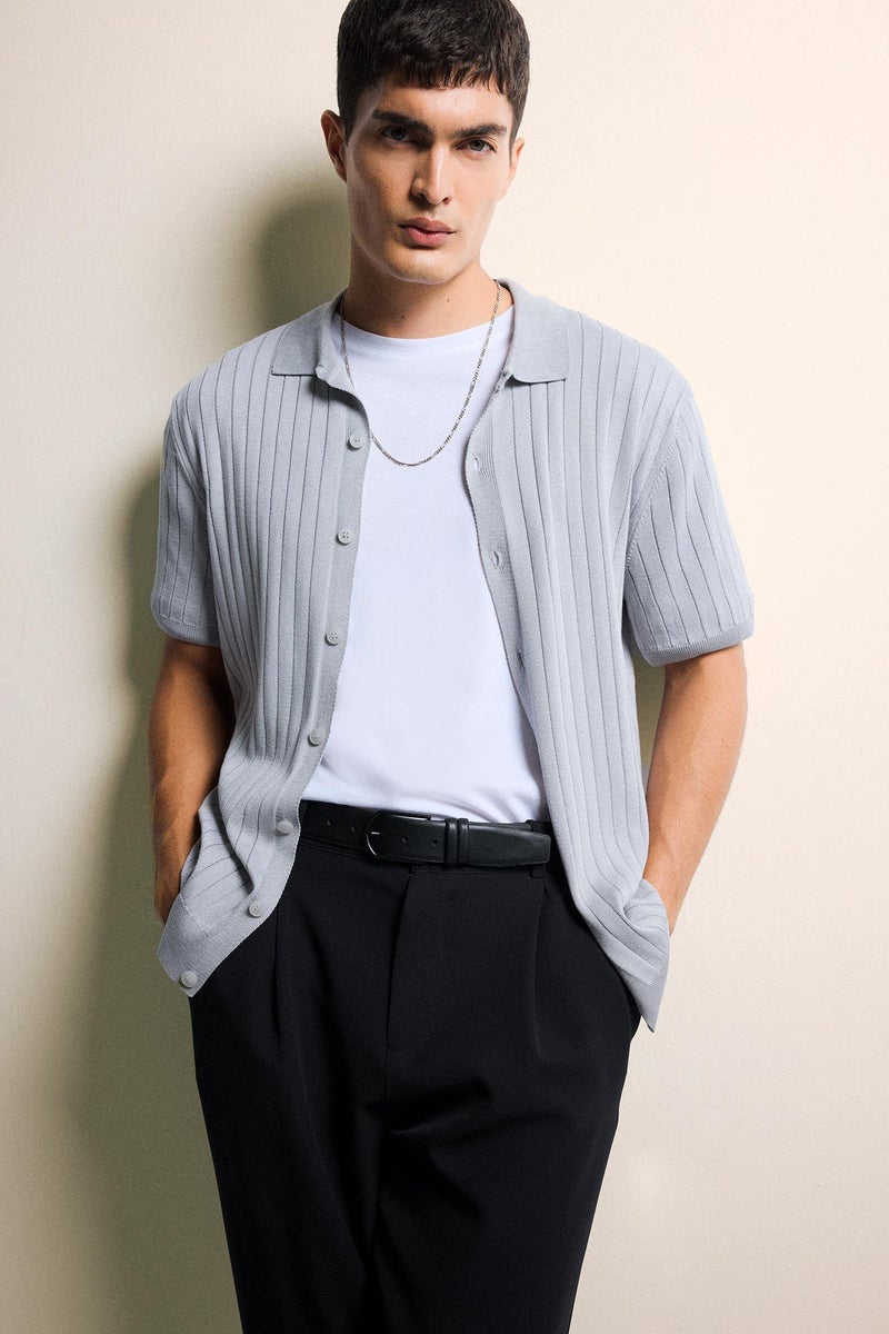 DeFacto Grey Man Standard Fit Polo Collar Knitwear Short Sleeve Polo T-Shirt Casual - Image 2