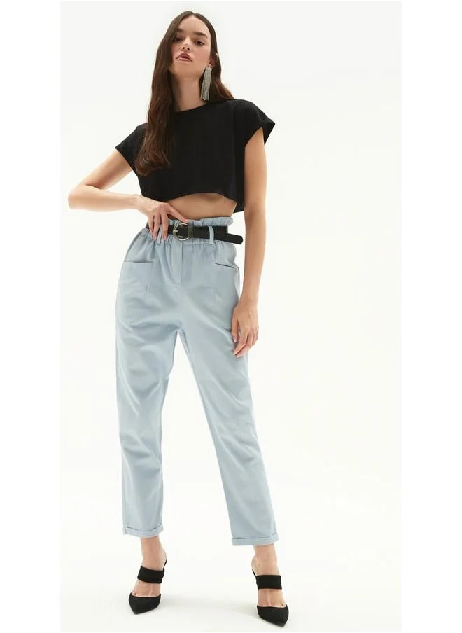 JUNE June Women's 100% Cotton Regular Fit Crew Neck Crop Knit T-Shirt