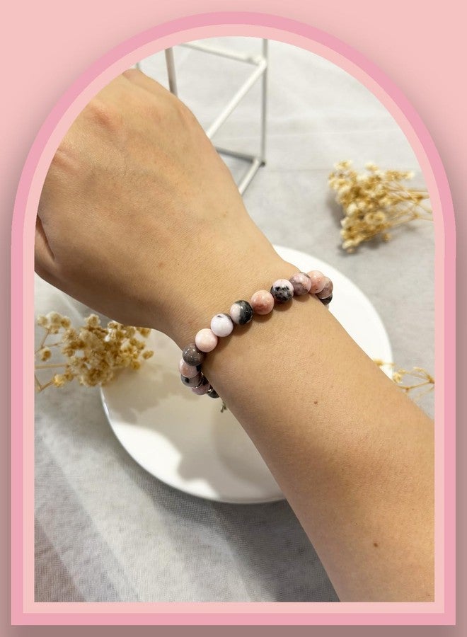 Daxtril Elephant Gifts for Women, Elephant Bracelet Mothers Day, Motivational Gifts for Mom Gifts for Her, Strength Bracelets for Women, Anxiety Bracelet, 8 mm Stretch Natural Stone Beaded Bracelets, Valentine Gift, Pink - Image 5