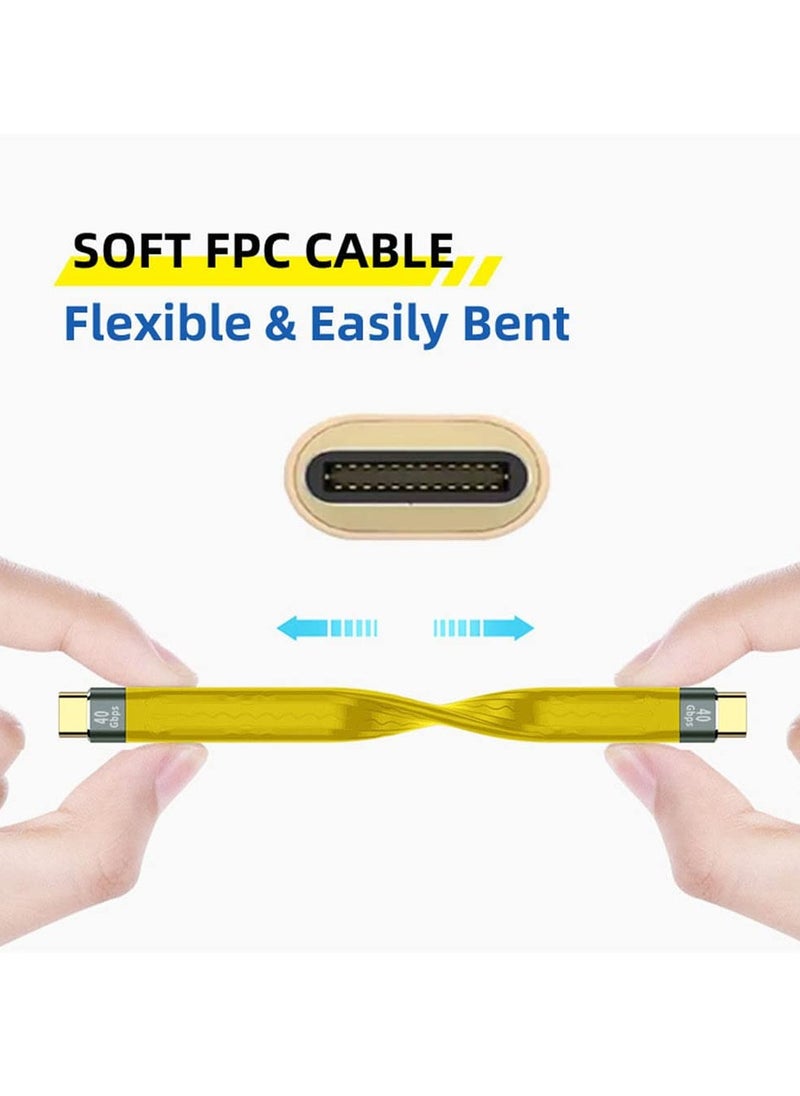 SYOSI Data Cable Type-C USB-C Male to Male USB4 40Gbps 100W 8K Flat Slim FPC Data Cable 13cm for Laptop Phone  - Image 3