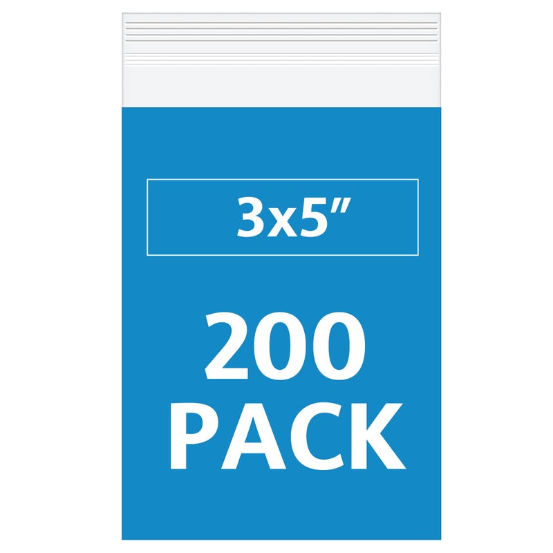 Bonison 3x5 Inch Clear Reclosable Bags 200 Pack, 2 Mil Small Zip Bags for Jewelry, Pills, Beads, Crafts, Seeds, Small Business Packaging, Resealable Plastic Baggies for Samples, Hardware & Everyday Storage - Image 1