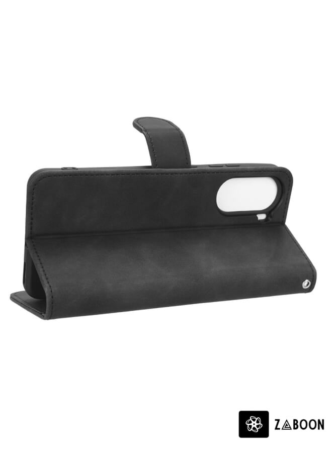 Zaboon غطاء حماية لهاتف ZTE Blade V40 بتصميم جلد شعور مغناطيسي قابل للطي - Image 4