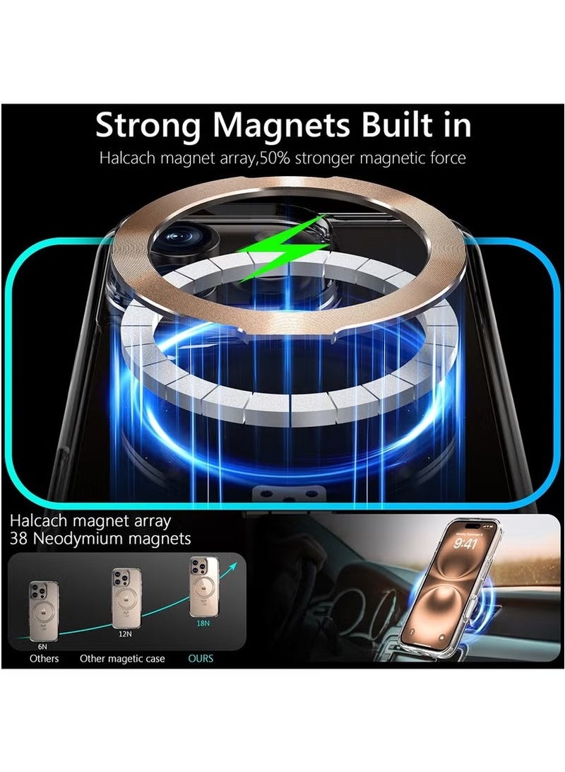 X-level iPhone 16 Pro Max Magsafe Case Foldable Ring,Strong Magnetic, Sturdy & Versatile Stand,Grade Drop Protection,iPhone 16 Pro Max Magnetic Stand Cover Anti-Fingerprint Anti-Scratch Clear  - Image 5