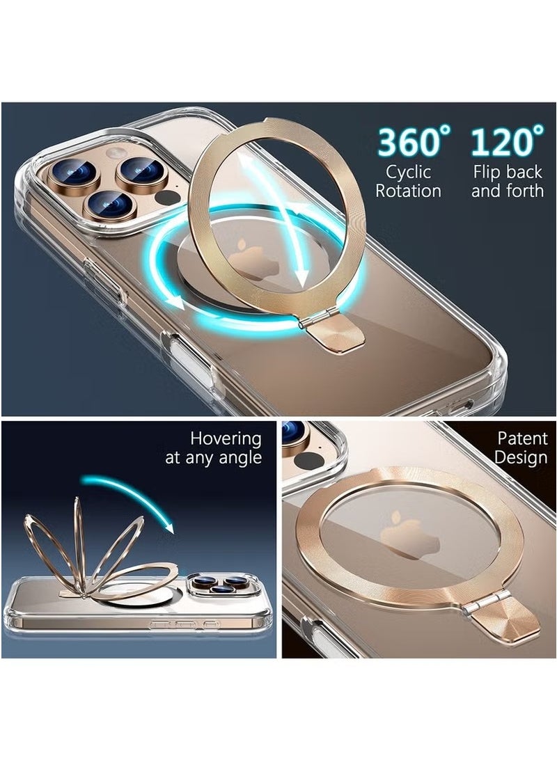 X-level iPhone 16 Pro Max Magsafe Case Foldable Ring,Strong Magnetic, Sturdy & Versatile Stand,Grade Drop Protection,iPhone 16 Pro Max Magnetic Stand Cover Anti-Fingerprint Anti-Scratch Clear  - Image 3