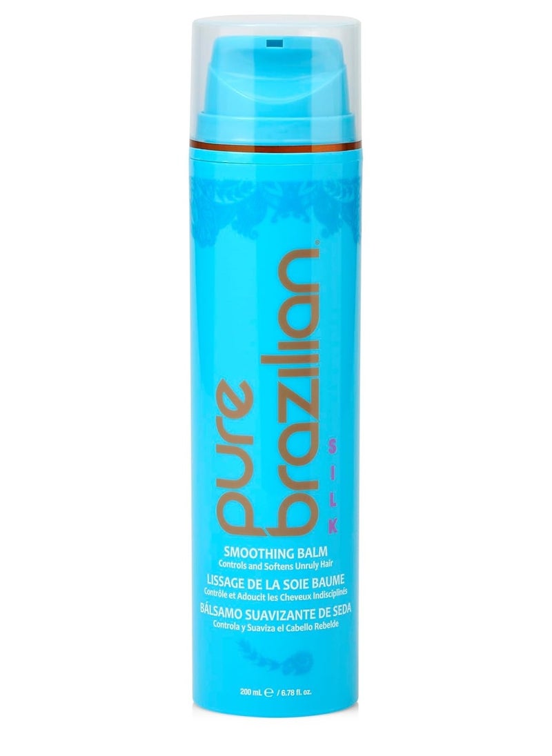 Pure Brazilian - Pure Brazilian - Silk Smoothing Balm With Keratin, Hydrolyzed Silk & Coconut Oil, Anti-Frizz, Nourishing and Strengthening Formula for Silky Smooth Hair, Salon-Quality Treatment, (6.78 Oz) - Image 1