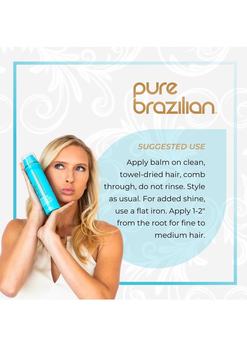 Pure Brazilian - Pure Brazilian - Silk Smoothing Balm With Keratin, Hydrolyzed Silk & Coconut Oil, Anti-Frizz, Nourishing and Strengthening Formula for Silky Smooth Hair, Salon-Quality Treatment, (6.78 Oz) - Image 1