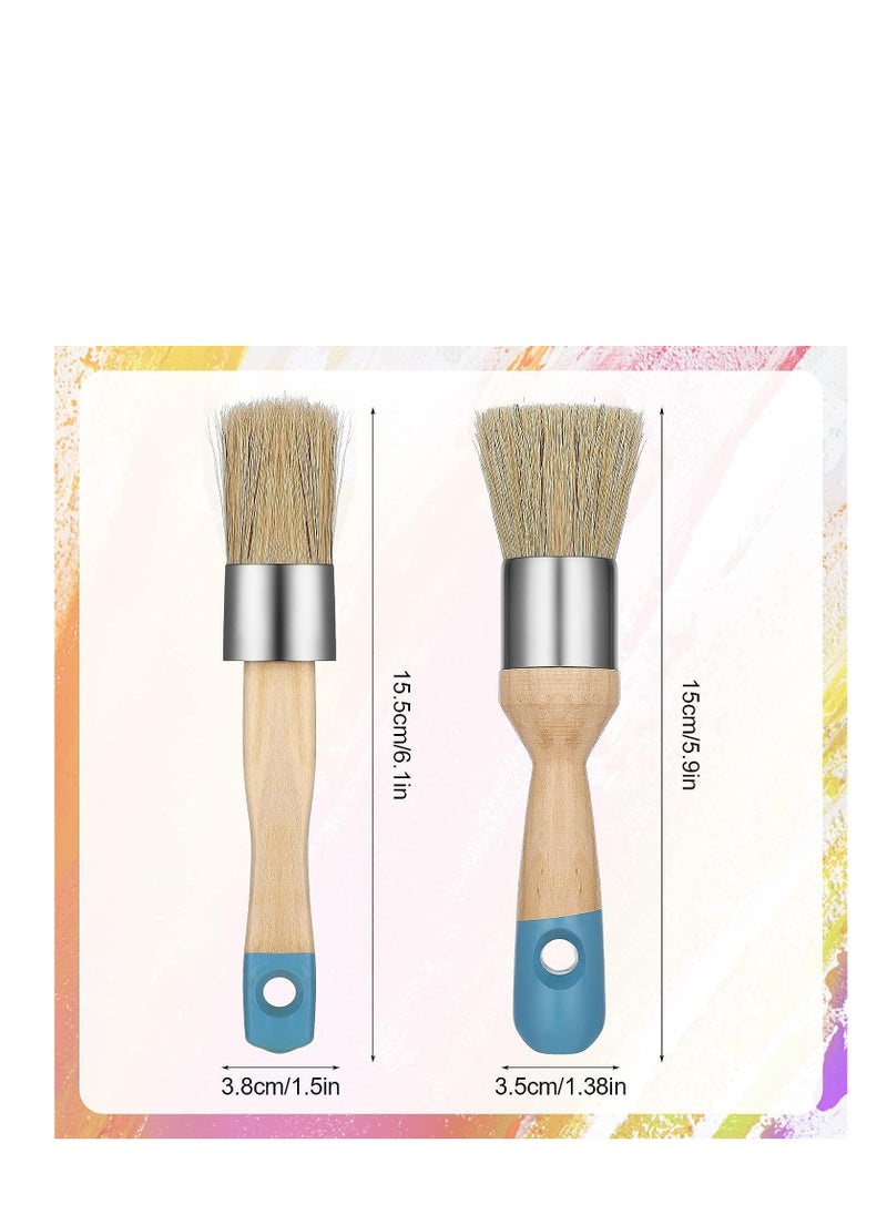 SYOSI - 2 Pack Chalk Paint Brush Chalk and Wax Paint Brush Chalk Paint Tool for Furniture Reusable Flat and Round Chalked Paint Brush for Folk Art Home Décor Wood Projects Furniture Stencils - Image 1