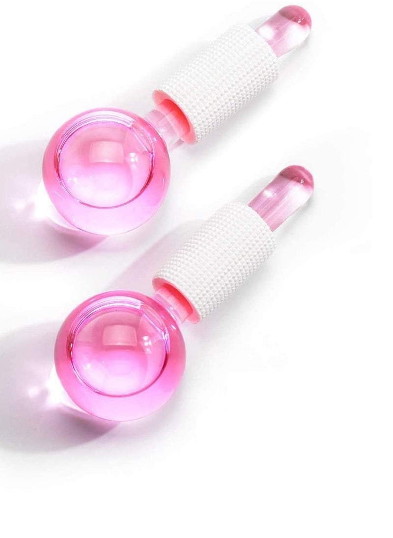 Captaintech 2PCS Ice Facial Roller Globes for Cold Skin Massagers Crystal Glass Ball for Redness Soothing Face Wrinkle Remover Beauty Care - Image 1