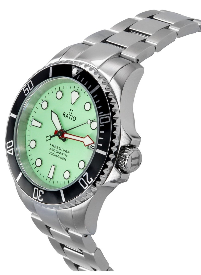 Ratio FreeDiver Sapphire Stainless Steel Green Dial Automatic RTF049 200M Men's Watch - Image 3