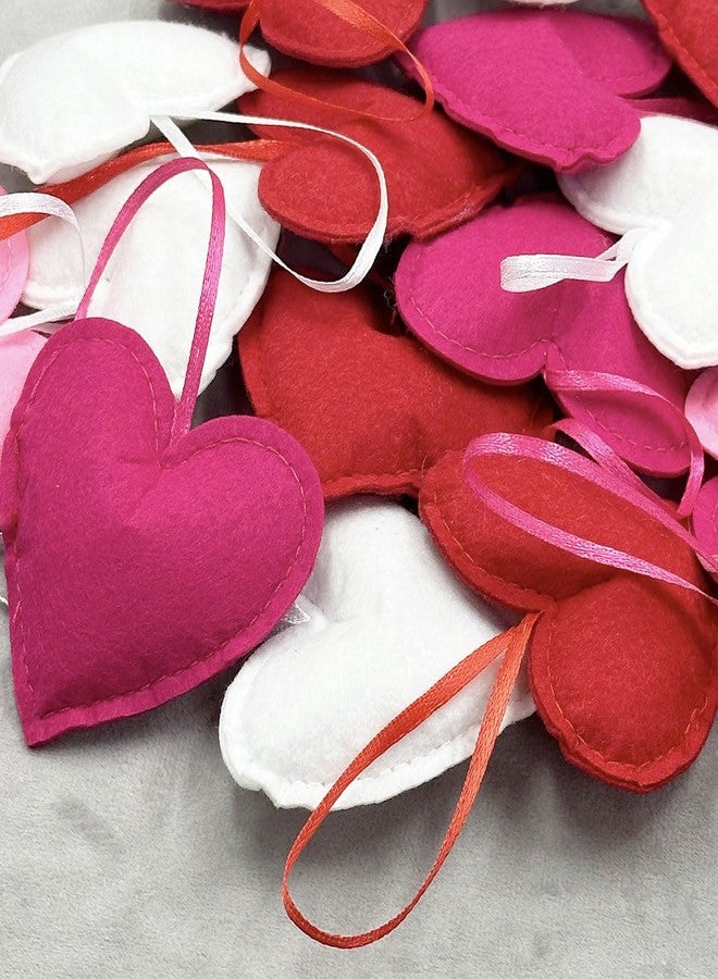 Suartus Felt Heart Ornament, 24Pcs Valentines Day Felt Heart Hanging Ornaments Red Pink Hearts Shaped Ornament Bulk for Valentine Day Wedding Anniversary Party Decorations - Image 5