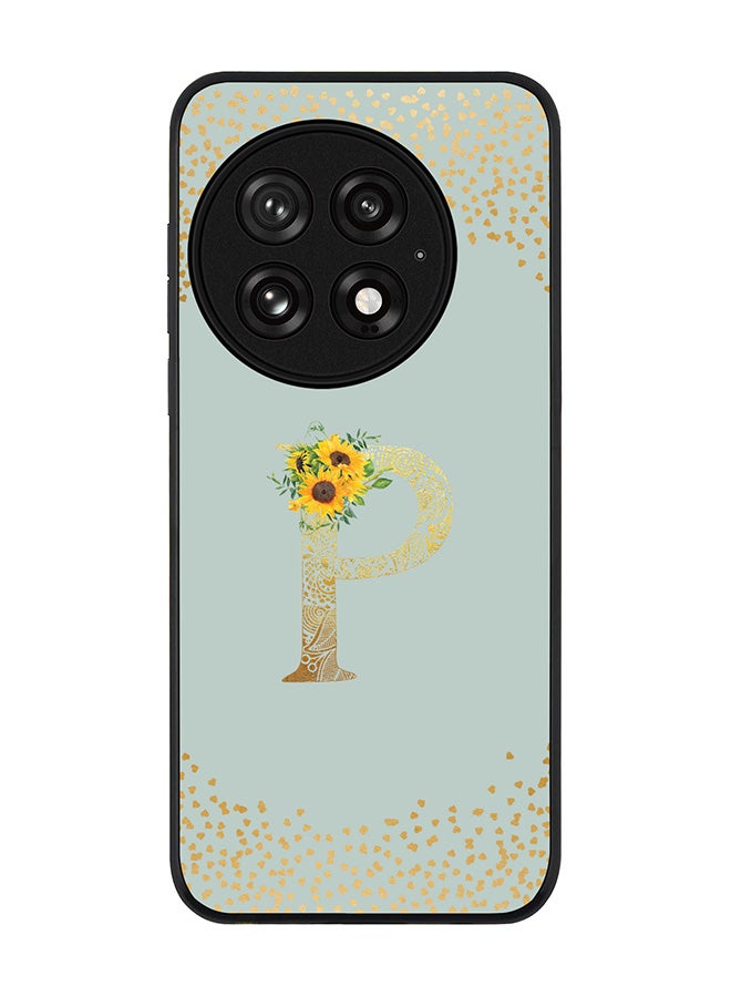 Stylizedd For OnePlus 13 5G Case,Slim fit Camera Protection, Shockproof Thin Phone cover  - Custom Floral Monogram - P  (Light Grey ) - Image 1