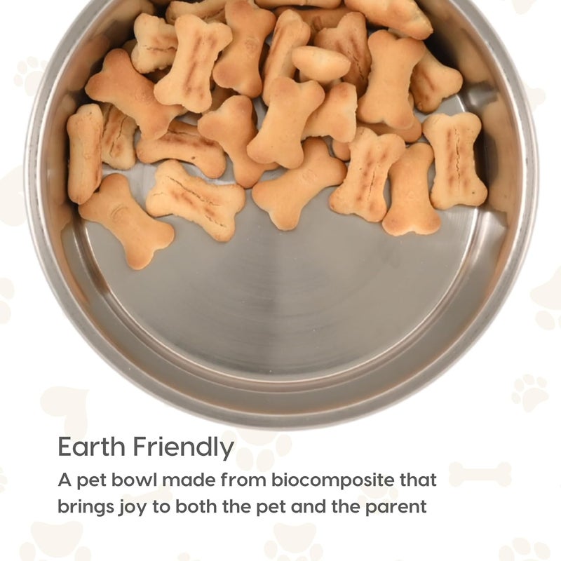 Eha Earth-Friendly Pet Bowls for Dogs | Steel Bowl for Dog | 2500 & 1600 ml | Pet Bowl Made with Rice Husk | Dog Bowl Large Size| 2 Unit | Sand Castle - Image 3