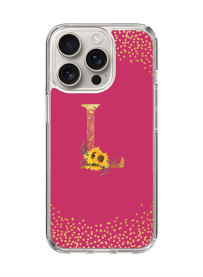 Stylizedd For iPhone 16 Pro Case [Compatible with MagSafe] Slim Magnetic cover Clear Phone Case - Custom Monogram Mandala Floral- L ( Pink Rose ) - Image 1