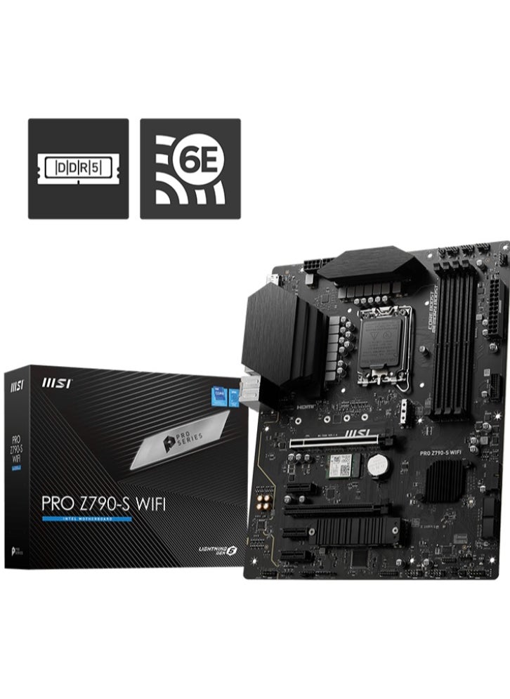 Al Wafaa Computers - MSI PRO Z790-S WIFI DDR5 ATX LGA 1700 Motherboard, 4x DDR5 Slot, 192GB Max Memory, 2x M.2 Storage, 4x SATA 6G, 2x PCI-E x16 Slot, HDMI / DP Black - Image 1