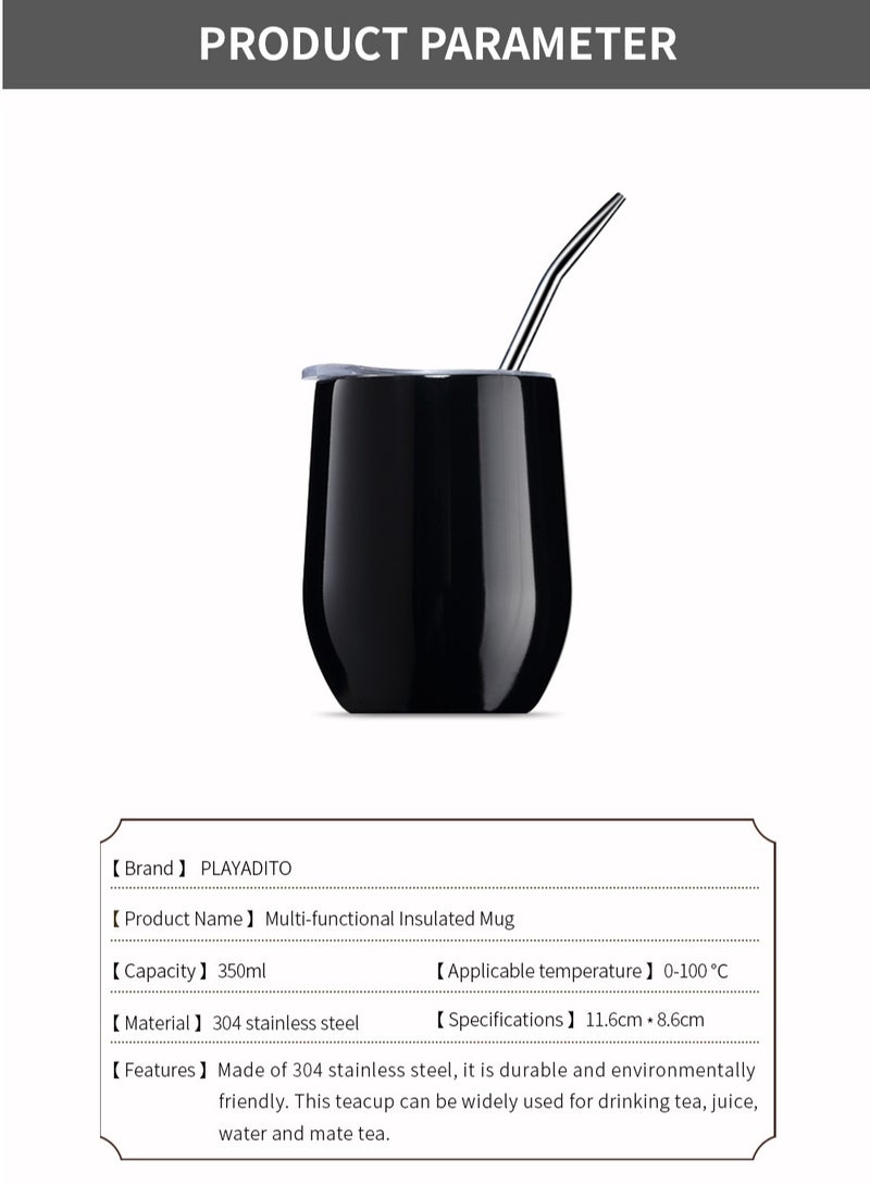 CUOPRU Yerba Mate Tea Cup 304 Stainless Steel Cup With Lid Heat Resistant Portable Tea Mug With Straw And Brush  - Image 5