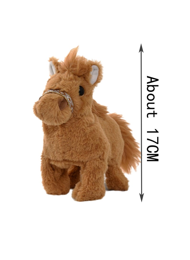 Light Brown Horse Electronic Pet Plush Toy Simulates Barking, Can Walk, Interactive Toy Suitable For Children And Babies - Image 2
