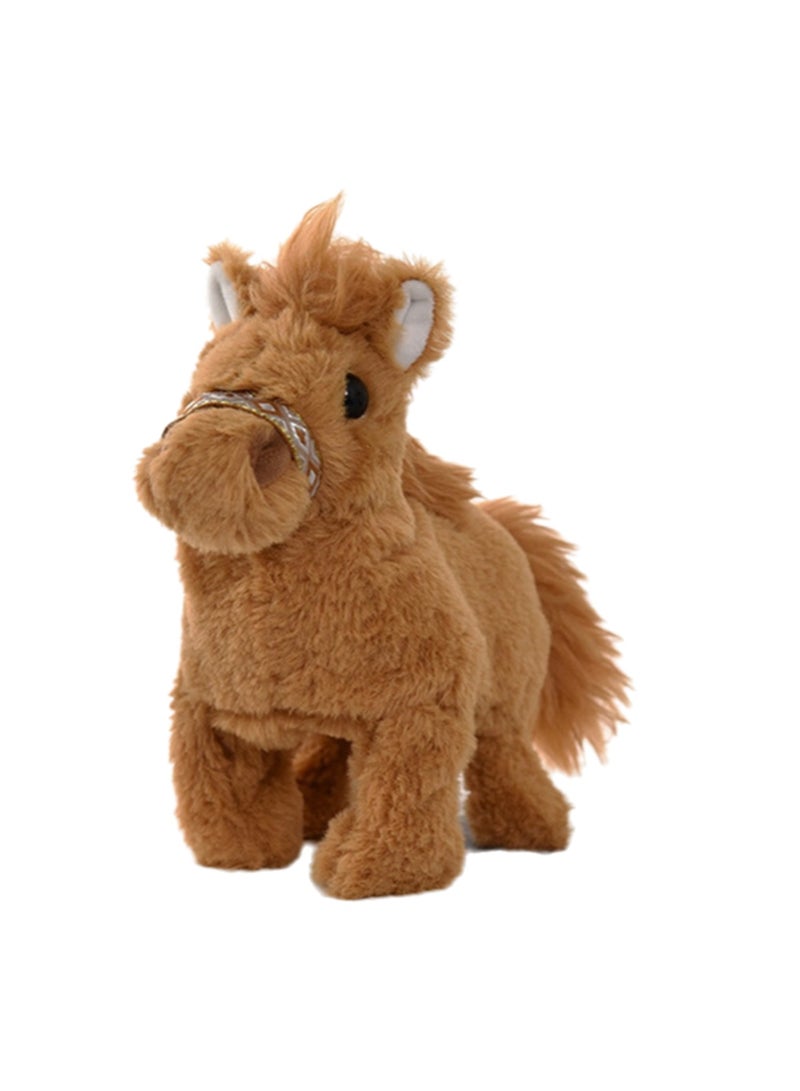 Light Brown Horse Electronic Pet Plush Toy Simulates Barking, Can Walk, Interactive Toy Suitable For Children And Babies - Image 1