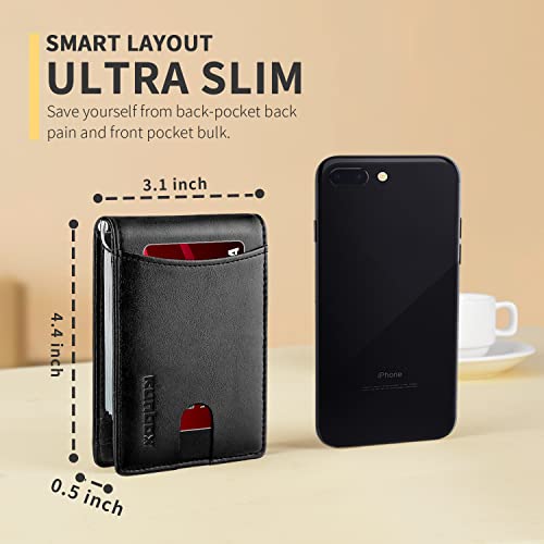 RUNBOX Slim Money Clip Wallets for Men RFID Blocking 11 Card Holder Minimalist Small Thin Carbon Leather Bifold Mens Front Pocket Wallet Gift Box - Image 3
