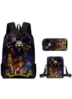 Generic Toy bear backpack, large capacity backpack for primary and secondary school students, anime cartoon backpack, shoulder bag, pencil case, three piece set 