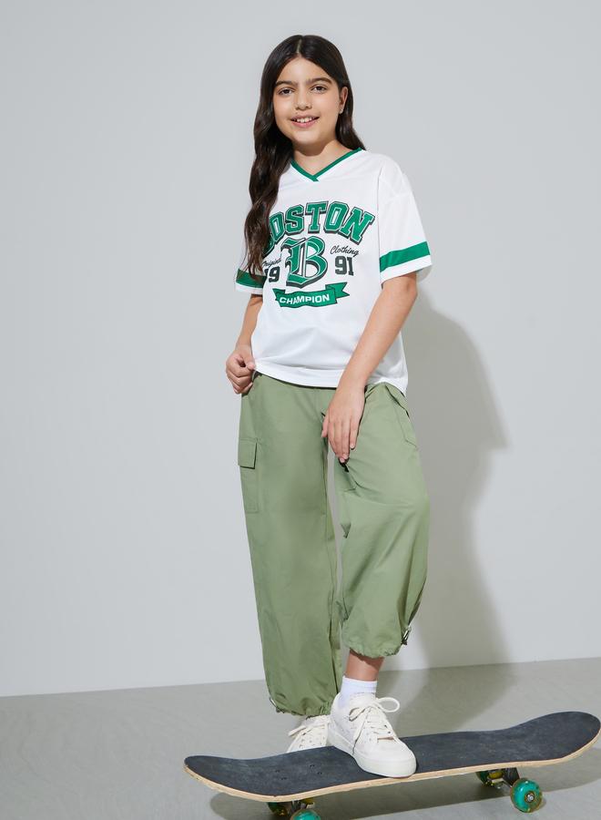Styli Teen Girls Off White Graphic Print Oversized Sport T-Shirt - Image 2
