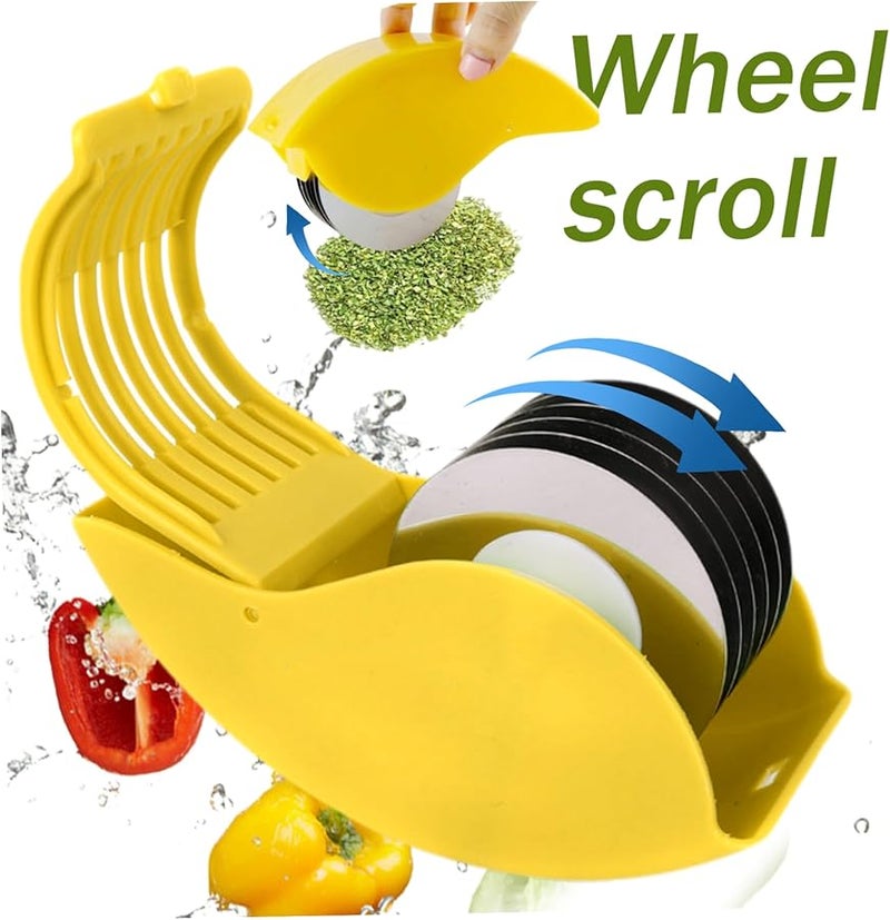 قطاعة الأعشاب الصفراء اليدوية ذات 6 شفرات من الفولاذ المقاوم للصدأ للكزبرة والبقدونس والبصل الأخضر - Image 5