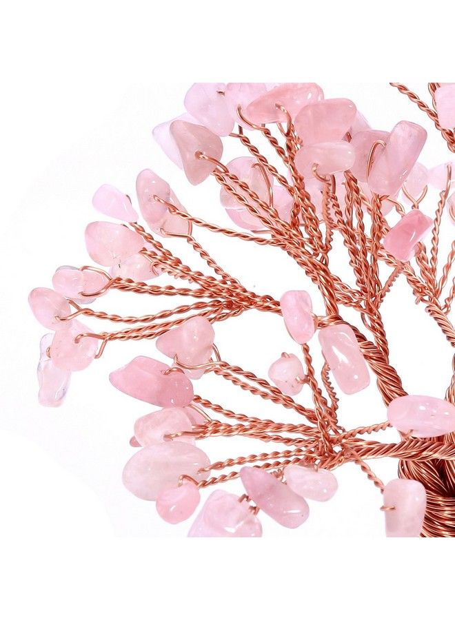 Top Plaza Rose Quartz Healing Crystals Copper Money Tree Desk Office Decor Wrapped On Natural Rose Quartz Base Feng Shui Luck Figurine  - Image 3