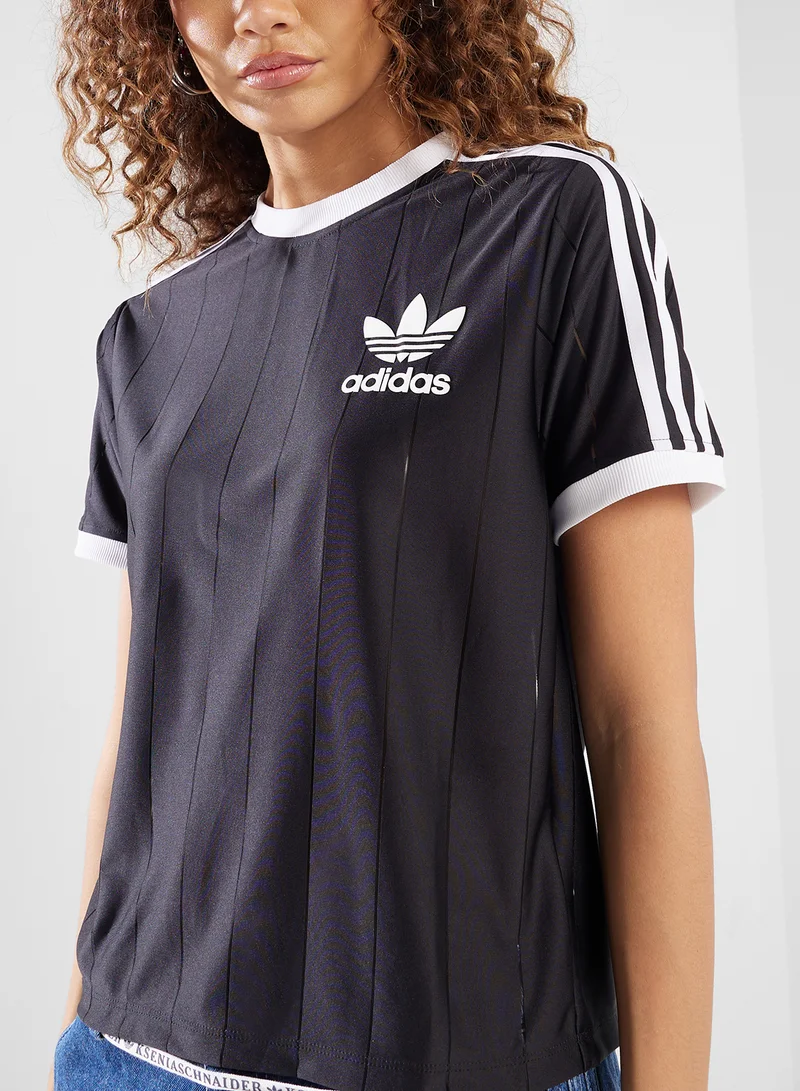 اديداس اوريجينالز Adicolor 3 Stripe Pinstripe T-Shirt