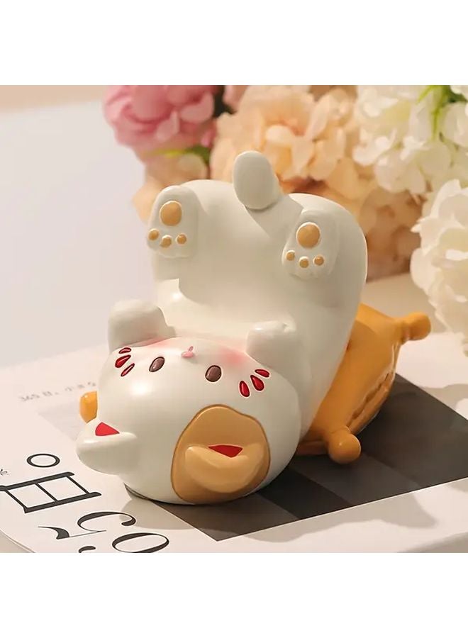 Cute Kitten Phone Stand With Floral Design ABS Resin Desk Holder For Glasses - Image 3