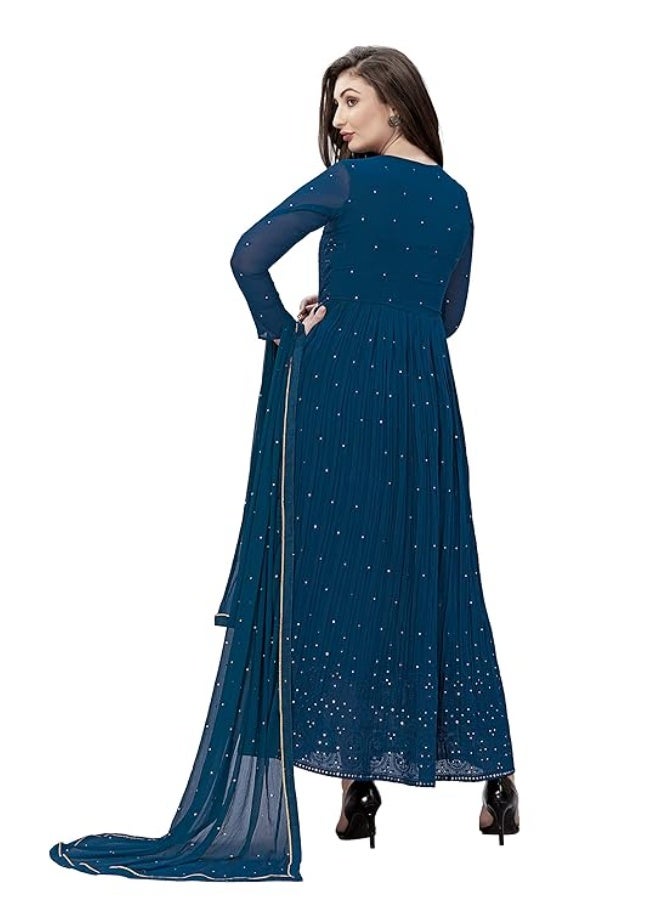 TRENDMALLS طقم أناركالي كورتا مطرز من قماش جورجيت للنساء من تريندمالز مع دوباتا 2XL - Image 2